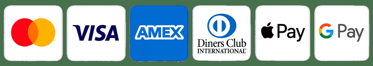 Visa, Mastercard, Amex, Discover accepted